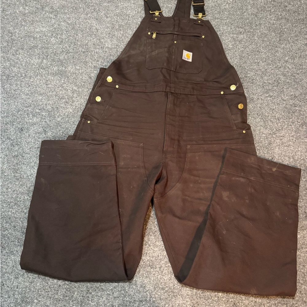 Carhartt Brown Mens zip front Cotton Blend Adjustable Straps